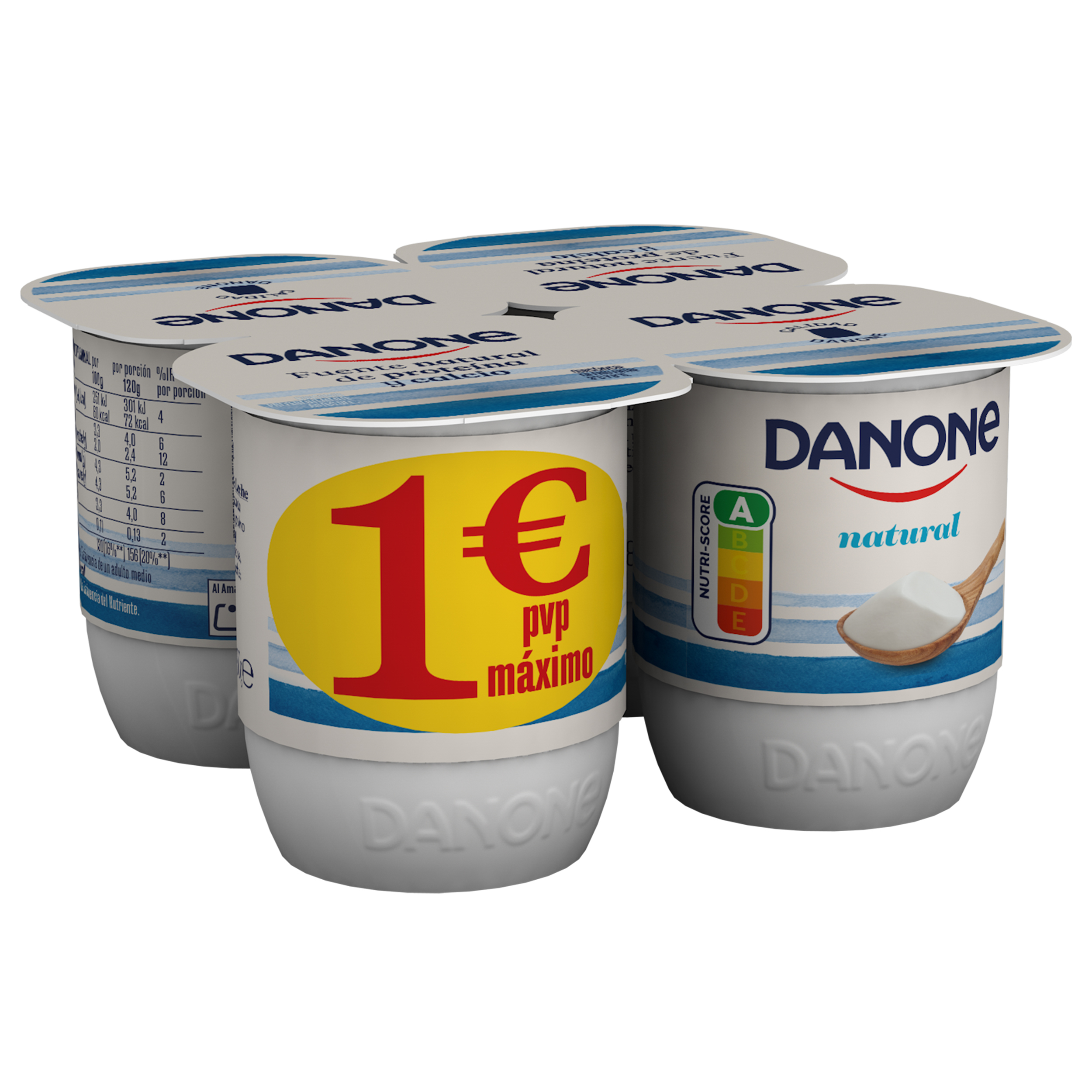 DANONe yogur natural azúcarado 120 g contiene 8 unidades (total 960 g)